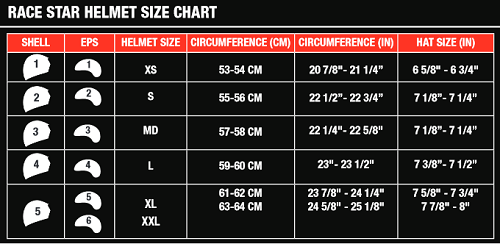 Bell Moto 3 Size Chart