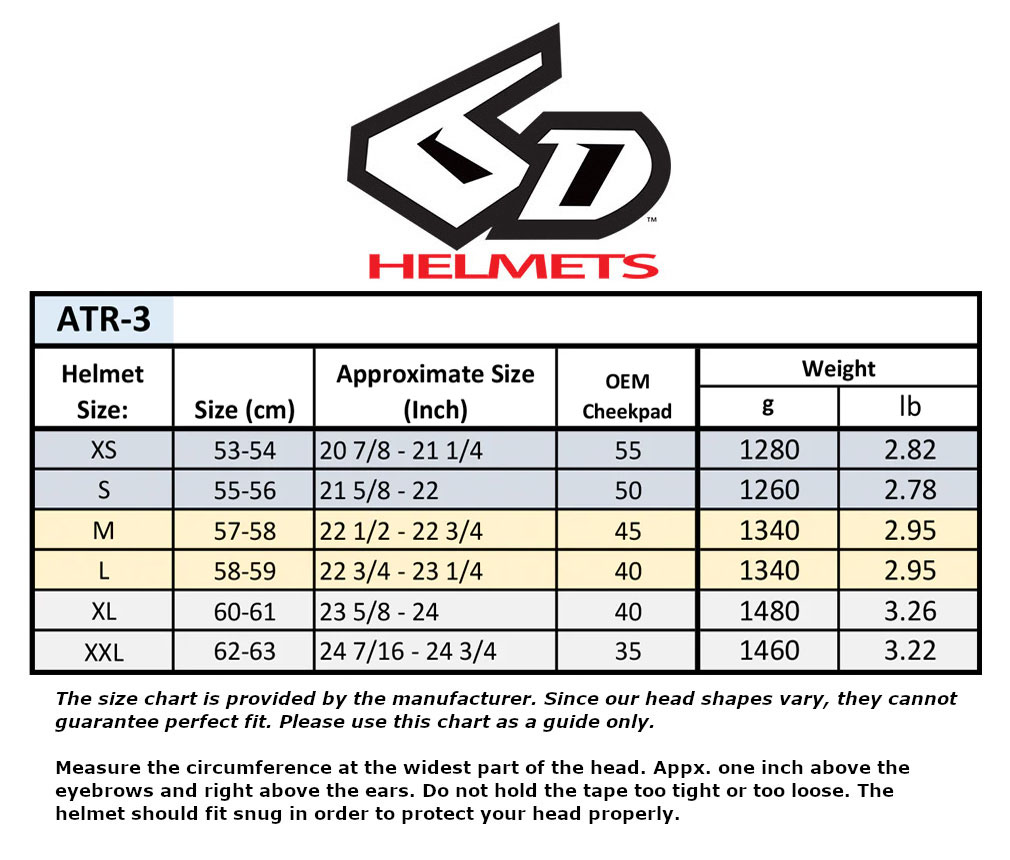 6d-atr-3-size-chart size chart