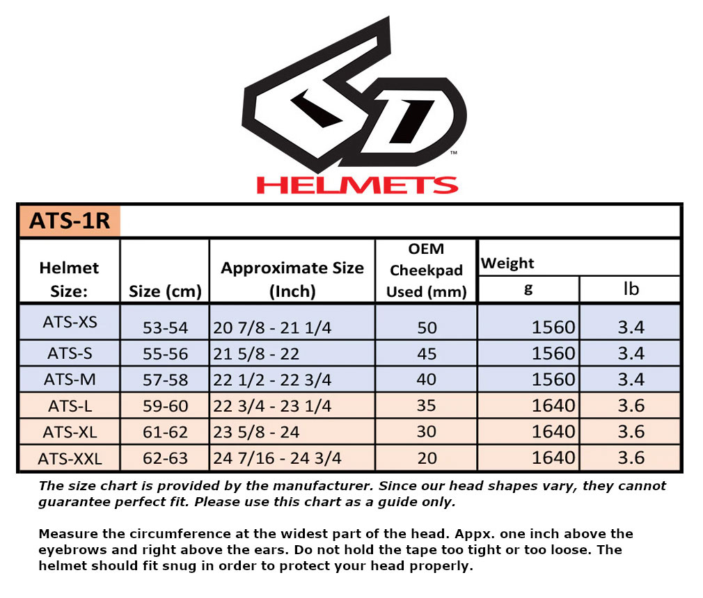 6d-ats-1r-size-chart size chart