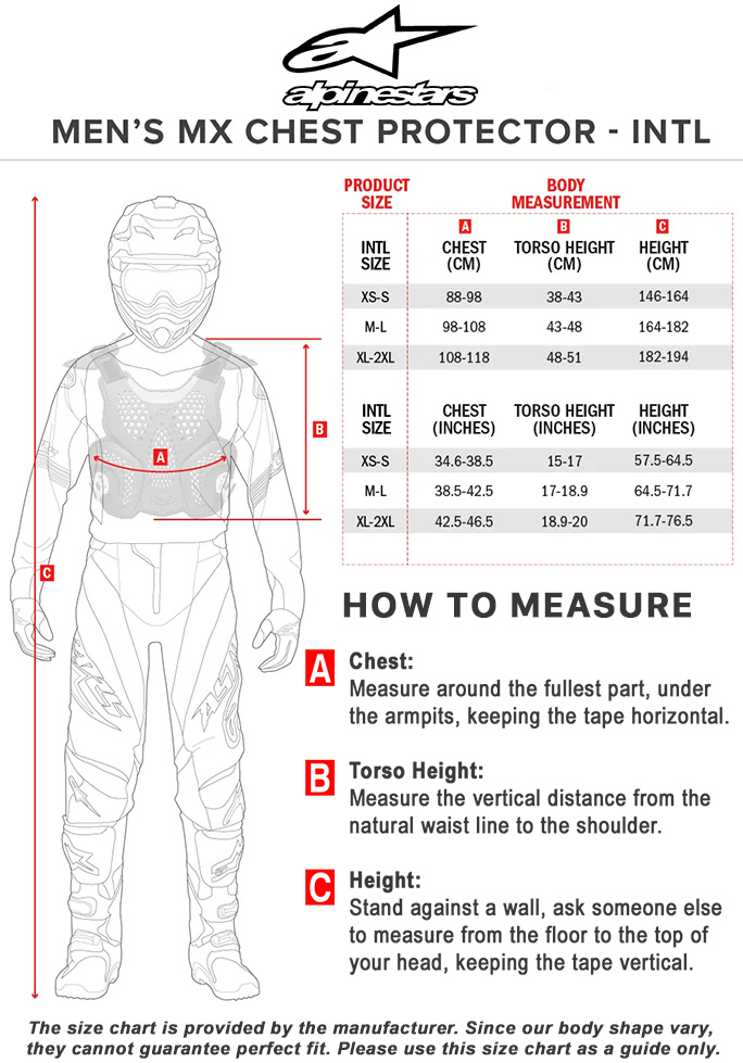 alpinestars-chest-protector-size-chart size chart