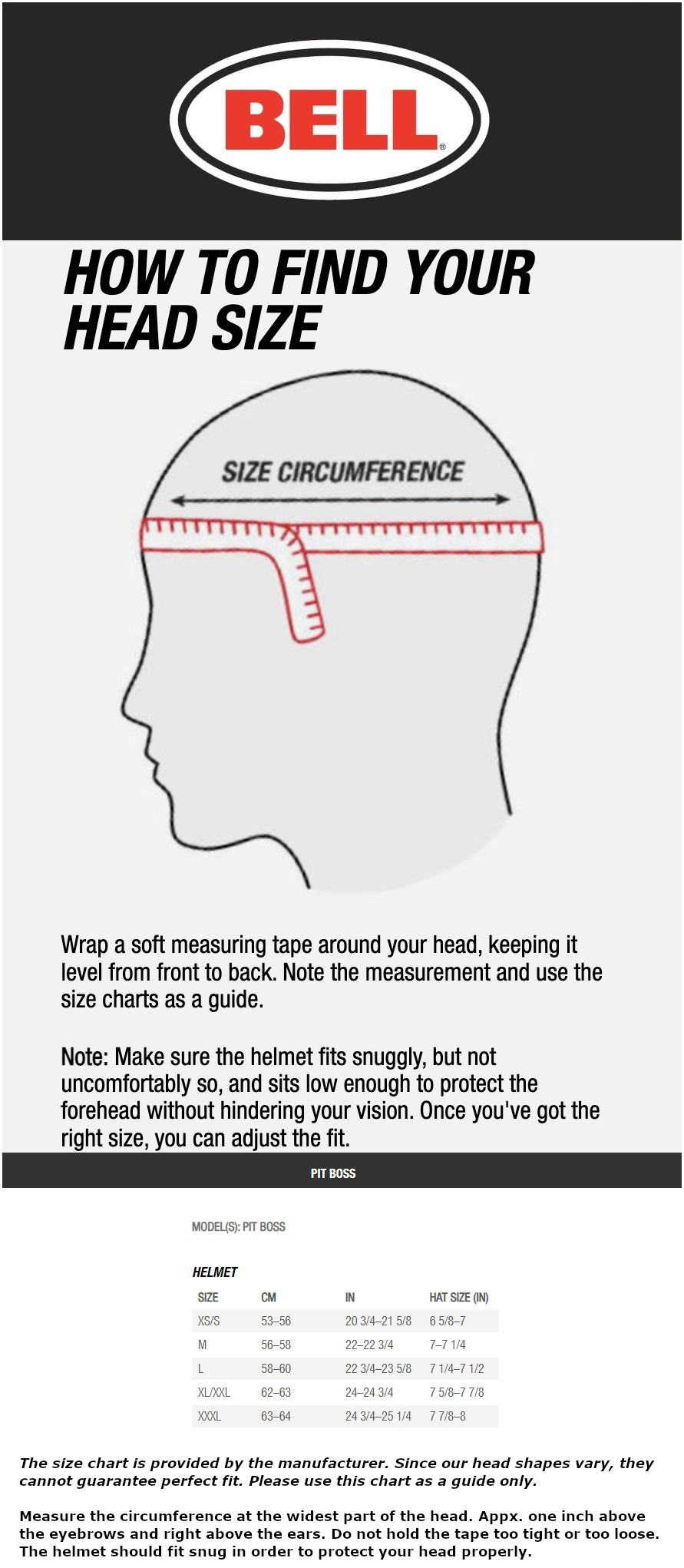 bell-pit-boss-helmet-size-chart size chart