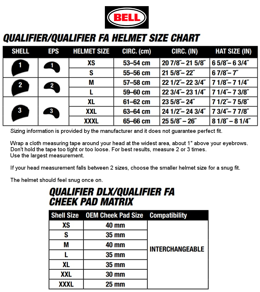 bell-qualifier-custom-chart size chart