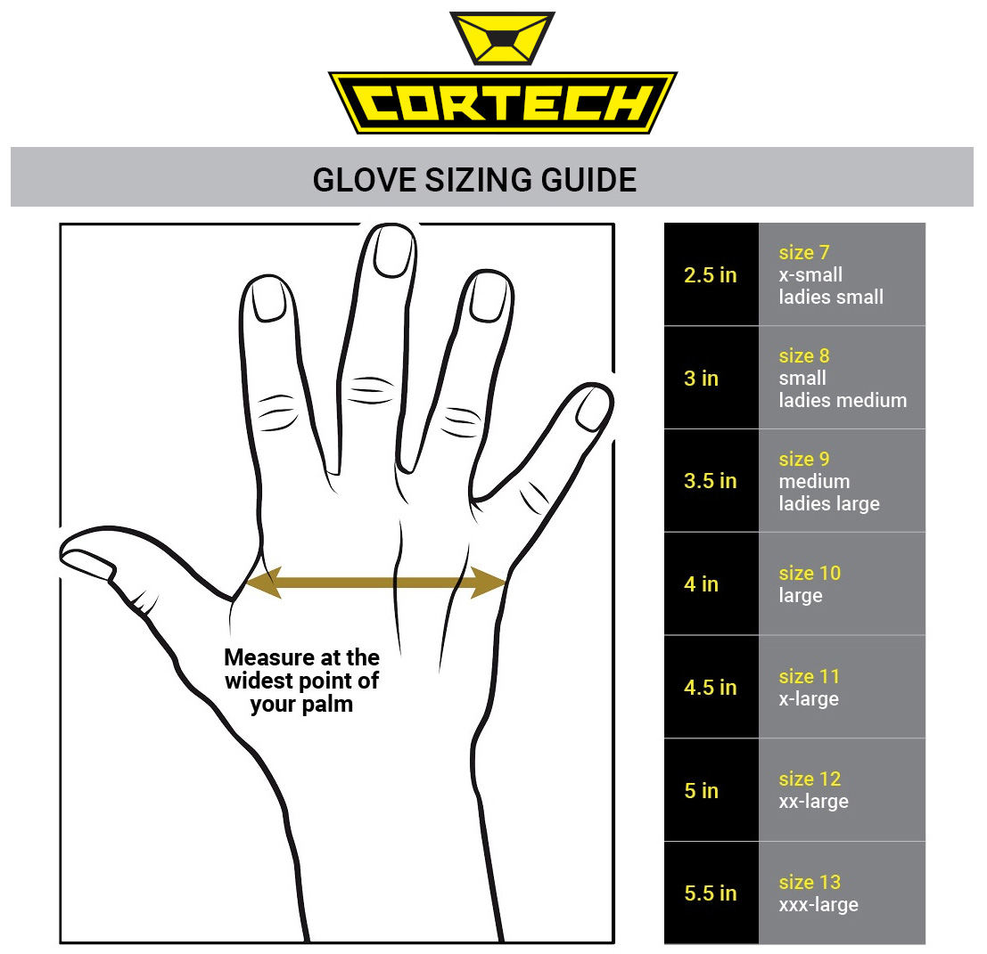 cortech-gloves-size-chart size chart