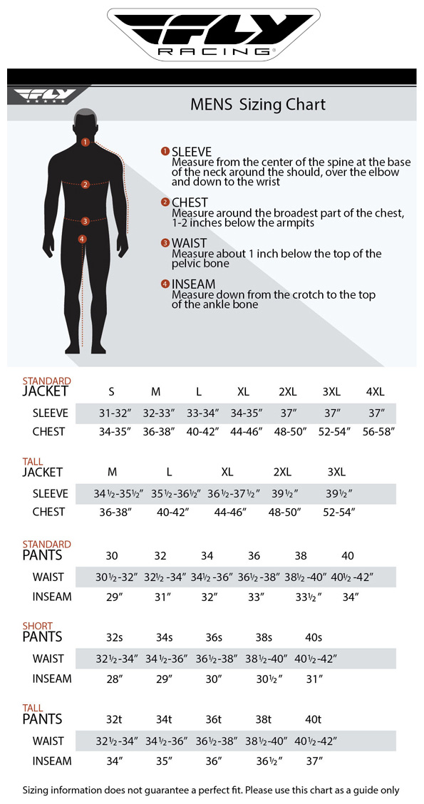 fly-racing-jacket-pants-size-chart size chart