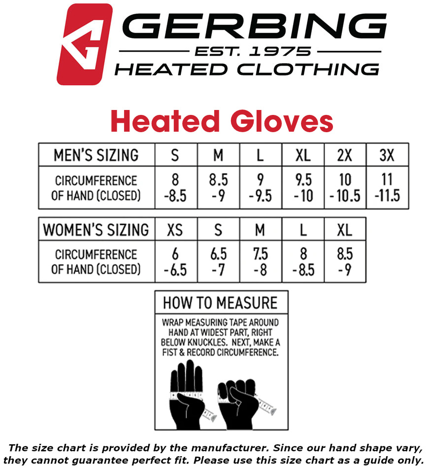 gerbing-gloves-size-chart size chart