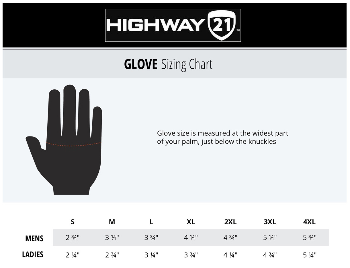 highway-21-gloves-size-chart size chart