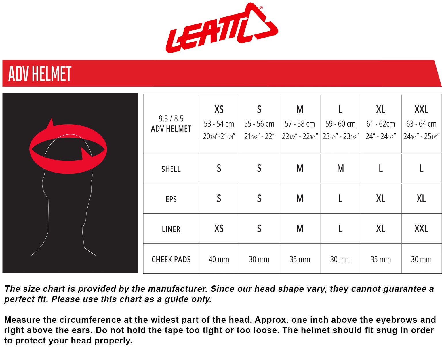 leatt-adv-helmet-size-chart size chart