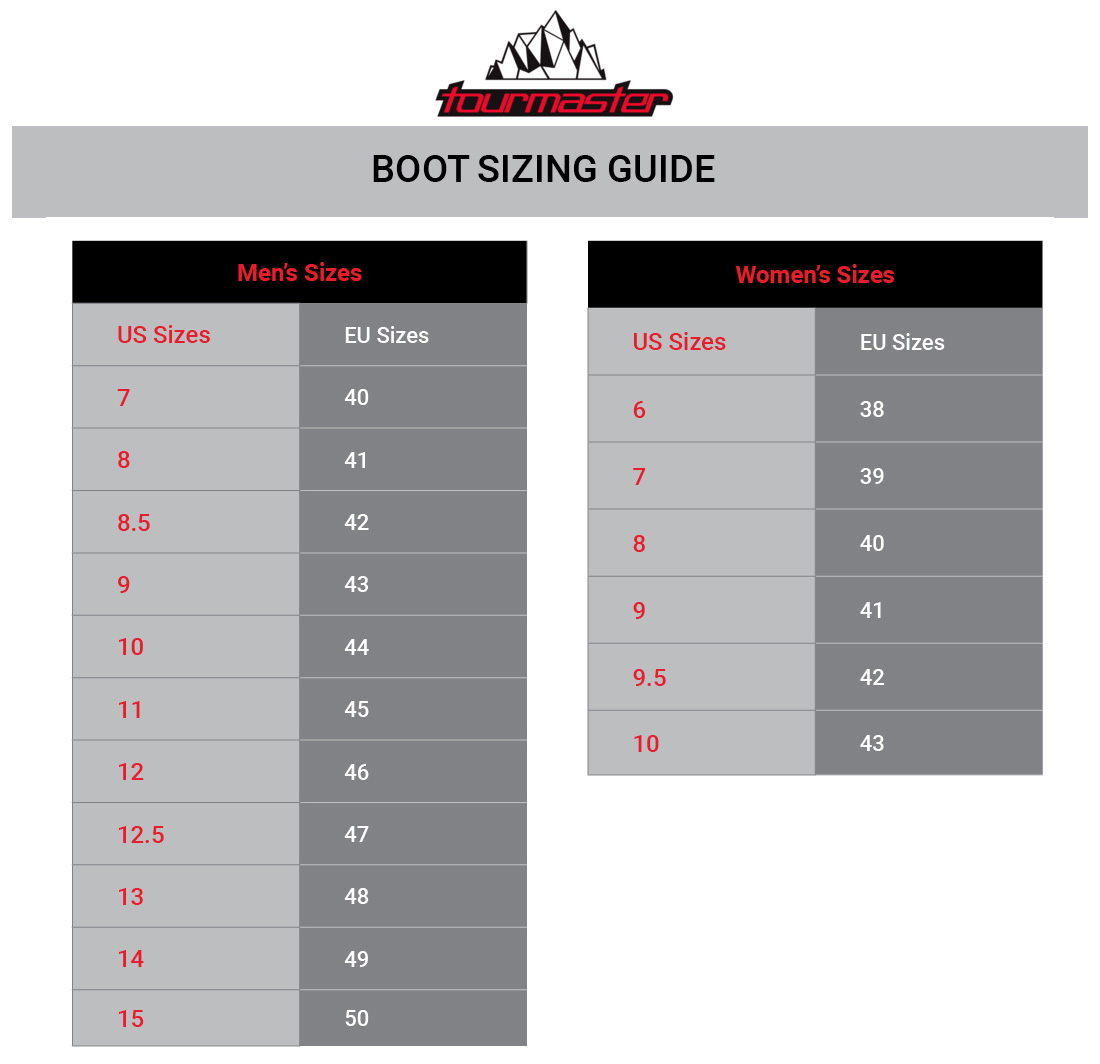 tourmaster-boots-size-chart size chart