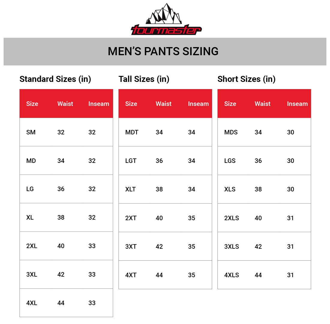 tourmaster-mens-pants-size-chart size chart