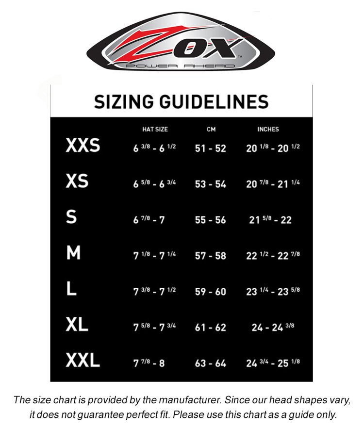 ZOX size chart