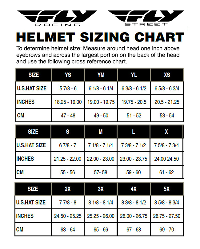 fox youth medium helmet size chart